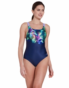 Eclipse Speedback Swimsuit - Navy/Multi minimalistic swimsuits women, sleek swimwear styles