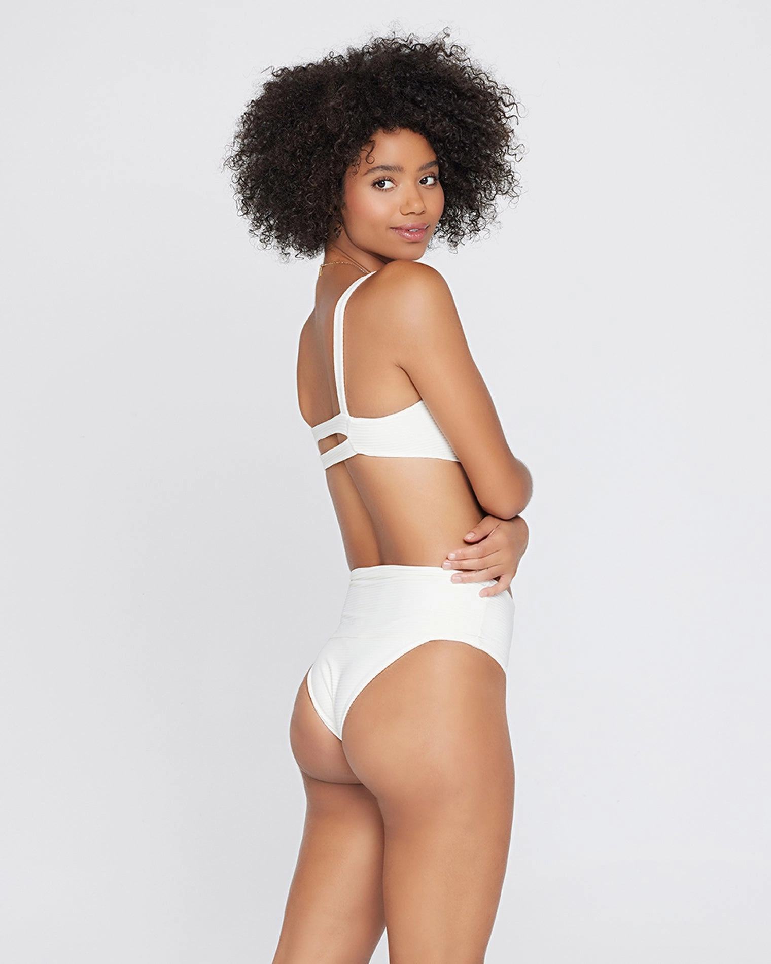 Eco Chic Repreve Desi Bikini Bottom - Cream timeless swimwear styles women, comfy swimwear for women