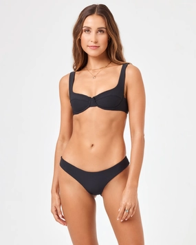 Eco Chic Repreve Nikita Bikini Top - Black halter swim tops, wireless bikini tops
