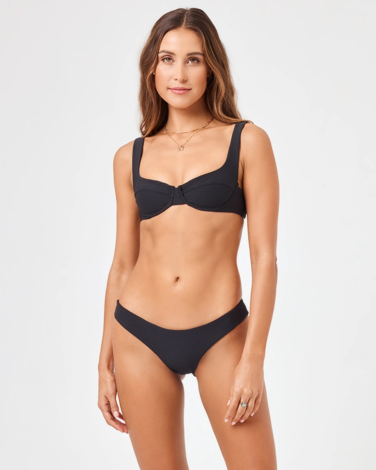 Eco Chic Repreve Nikita Bikini Top - Black halter swim tops, wireless bikini tops