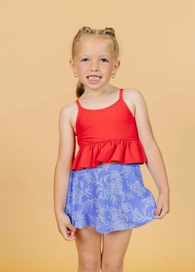Elegant Floral | Mini Who Wears Short Skirts girls full coverage swimwear, kids swimwear for pool