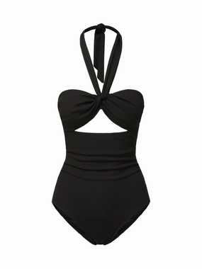 Ella One Piece Black Texture high waist swimwear women, swimsuit for women beachwear