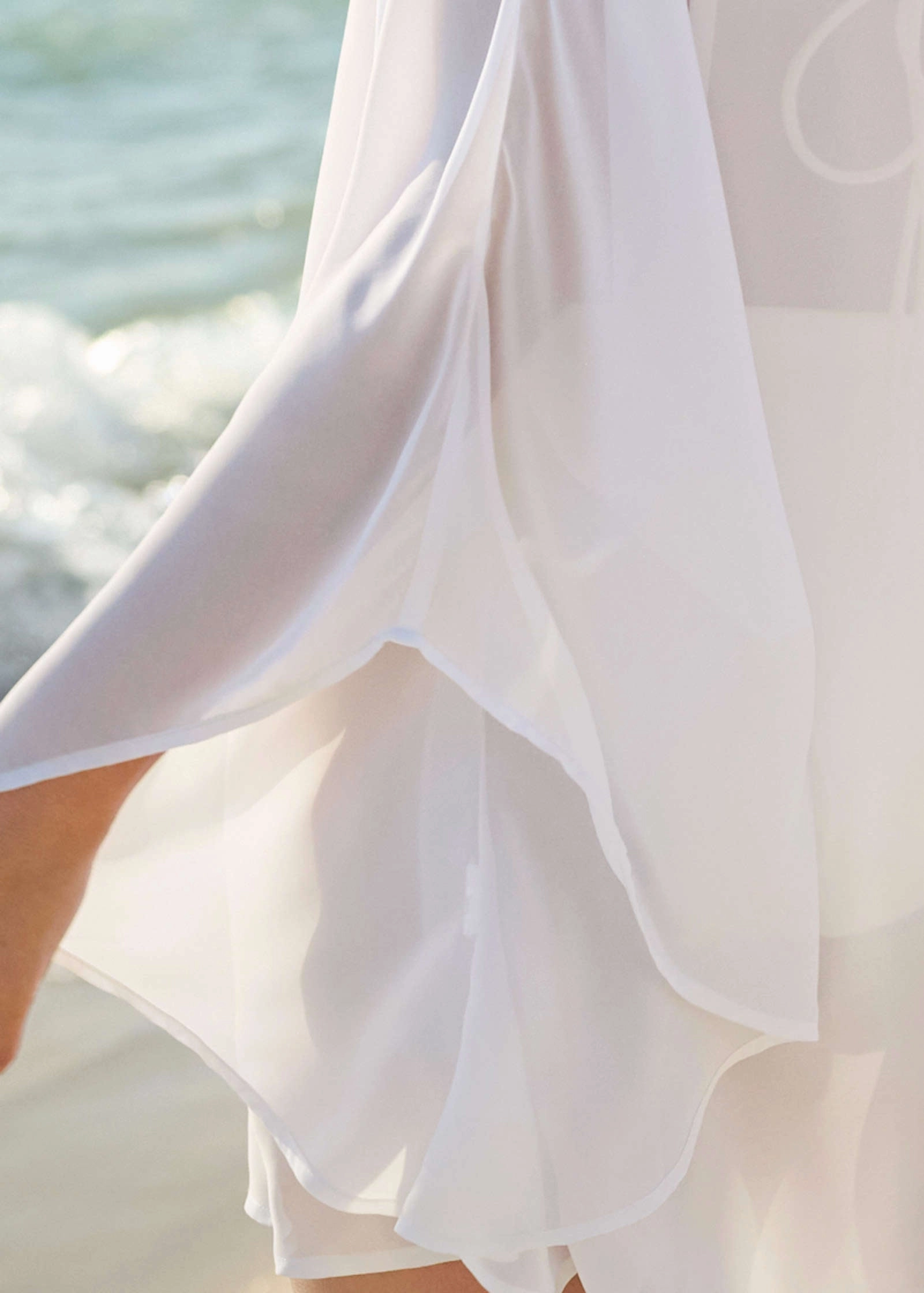 Embellished Tunic Cover-Up - Pearl White