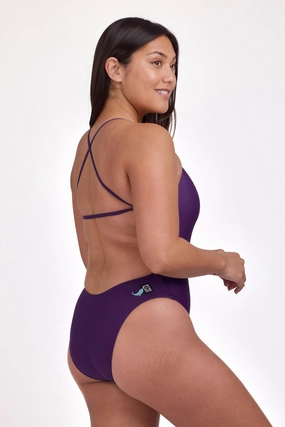 Embroidered Brandon 2 Swim Onesie - Grape Narwhal all purpose swimwear, comfortable swimwear for everyone