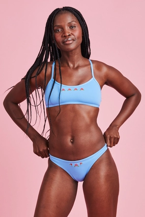 Embroidered Europe Bikini Bottom - Azure Rose bikini sets with cover up, comfy beach bikinis women