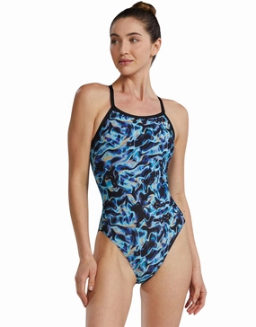 Energia Durafast Elite Diamondfit Swimsuit - Blue minimalistic swimsuits women, sleek swimwear styles