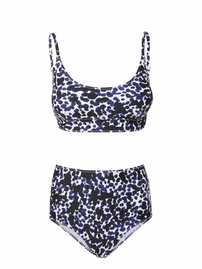 Erika Top   Classic High Waist Bottom in Animal Dot bikini bottom with tie sides, swim top for sunbathing