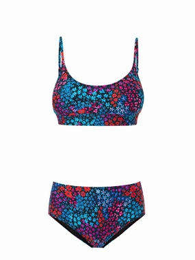 Erika Top   Classic Midrise Bottom in In Bloom bikini bottom with tie sides, swim top for sunbathing