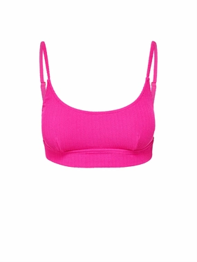 Erika Top Shocking Pink Textured Stripe fashionable beach swimwear, modern womens bikinis