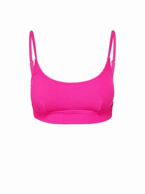 Erika Top Shocking Pink Textured Stripe strapless swimwear tops, lightweight swim tops
