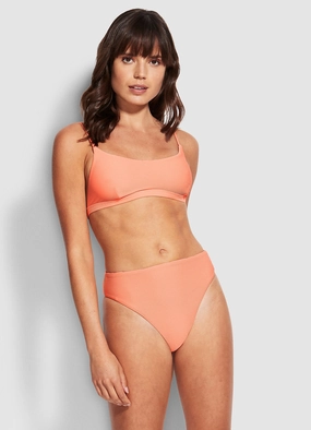 Essentials High Rise Pant - Papaya Punch push up bikinis women, sporty womens bikini sets