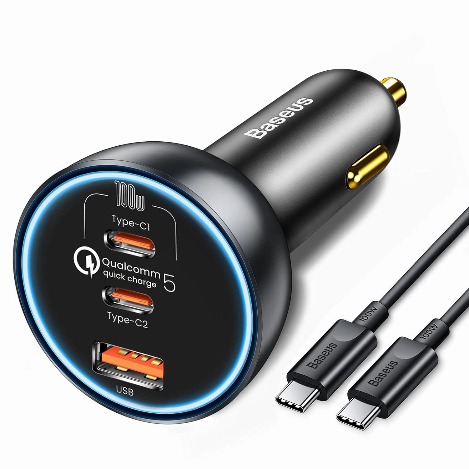 Daily Clearance Deal Baseus Car Charger 160W Qualcomm Quick Charge 5 Technology 2C U With 100W Type-C Cable Tzcczm-0G
