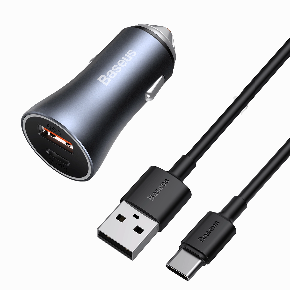 Baseus Golden Contactor Pro Fast Car Charger Usb Type C / Usb 40 W Power Delivery 3.0 Quick Charge 4  Scp Fcp Afc   Usb Cable - Usb Type C Grey (Tzccjd-0G) Gift Ideas Galore Flash Sale Alert