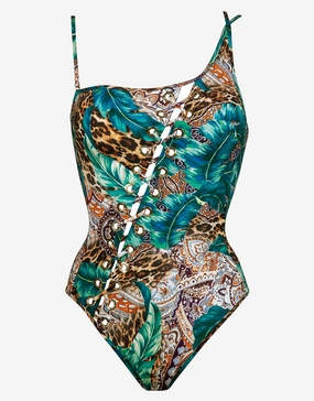 Exotica Laced One Shoulder Swimsuit pool-ready swimwear for women, trendy swimwear collection
