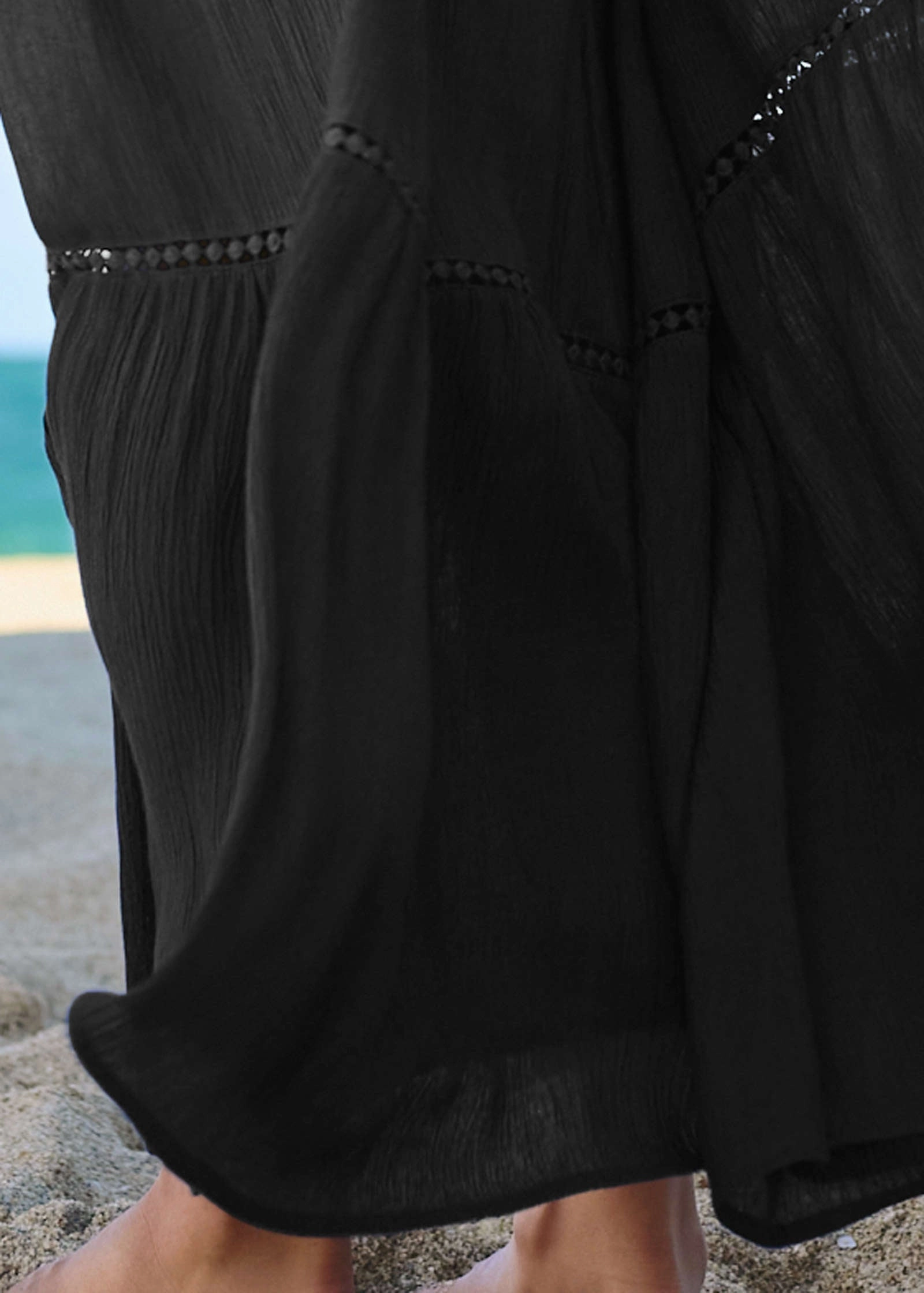 Eyelet Maxi Cover-Up Dress - Black Beauty