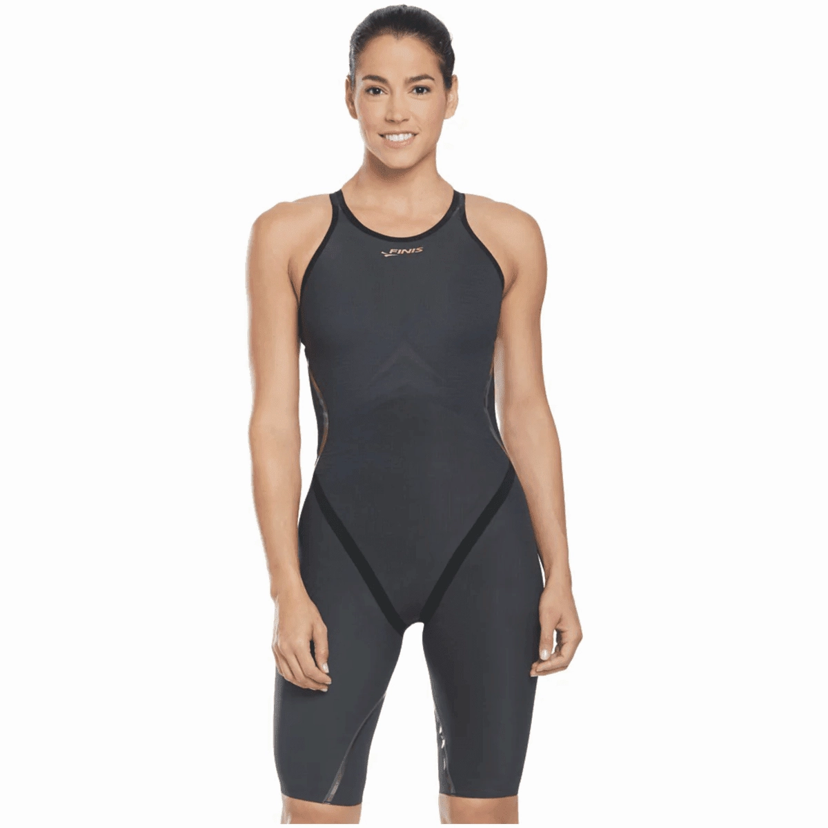 FINIS Rival 2.0 Open Back Women's Kneeskin - Grey/Black performance swimwear for women, athletic swimsuits