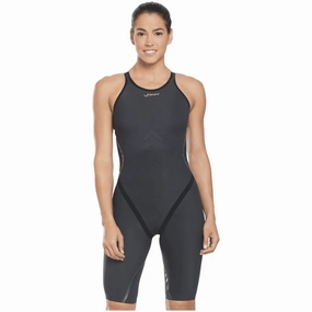FINIS Rival 2.0 Open Back Women's Kneeskin - Grey/Black performance swimwear for women, athletic swimsuits