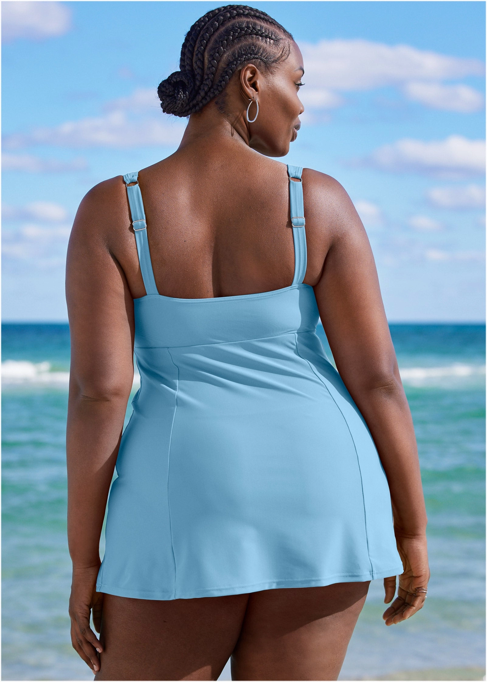 Fit And Flare Swim Dress - Ice Blue