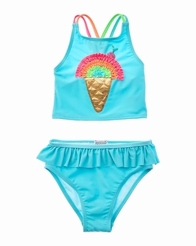Flapdoodles Ice Cream Applique 2pc Swim Set cute swimsuits for teen girls, modest teen swimwear