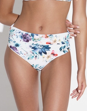 Fleur Chara Bikini Pant - White Floral adjustable swim bottoms women, flattering bikini bottoms