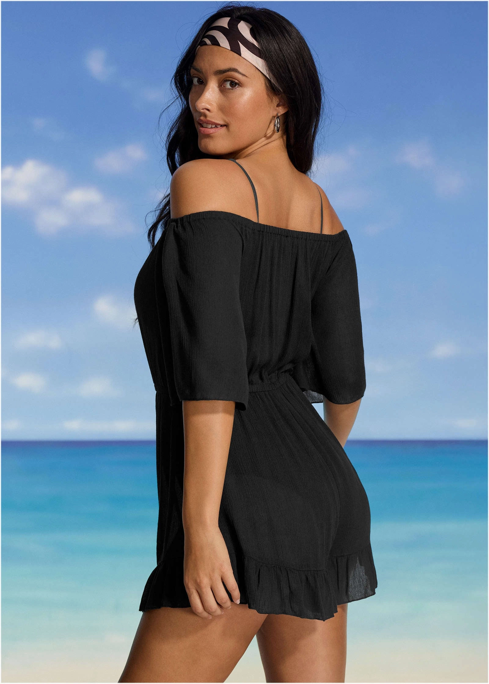 Flirty Cover-Up Romper - Black