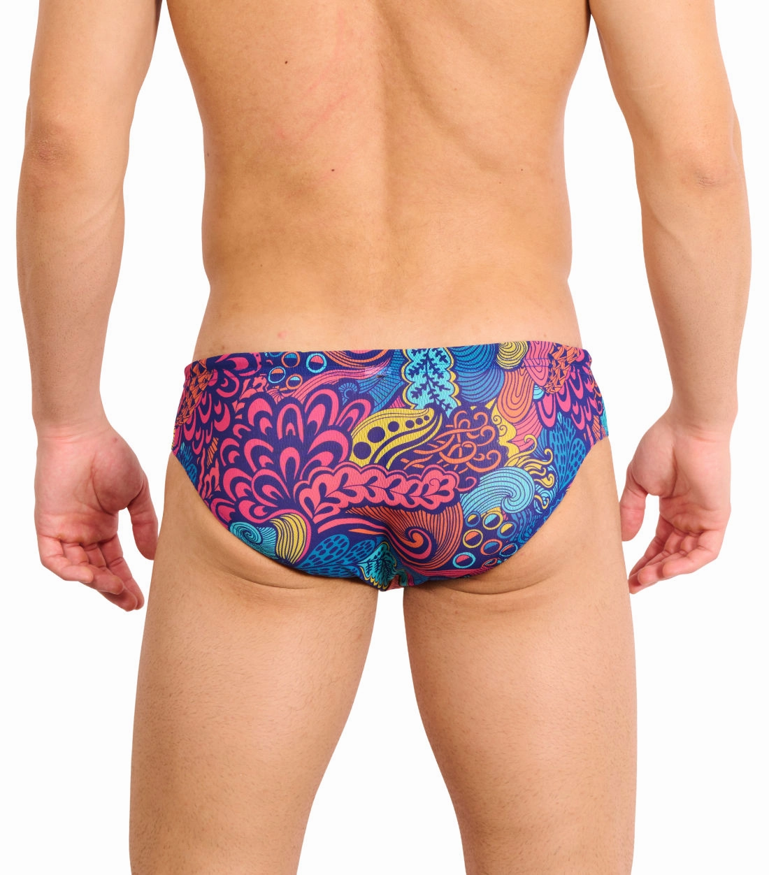 Floral Wave Tan Through Deep Waist Swim Brief