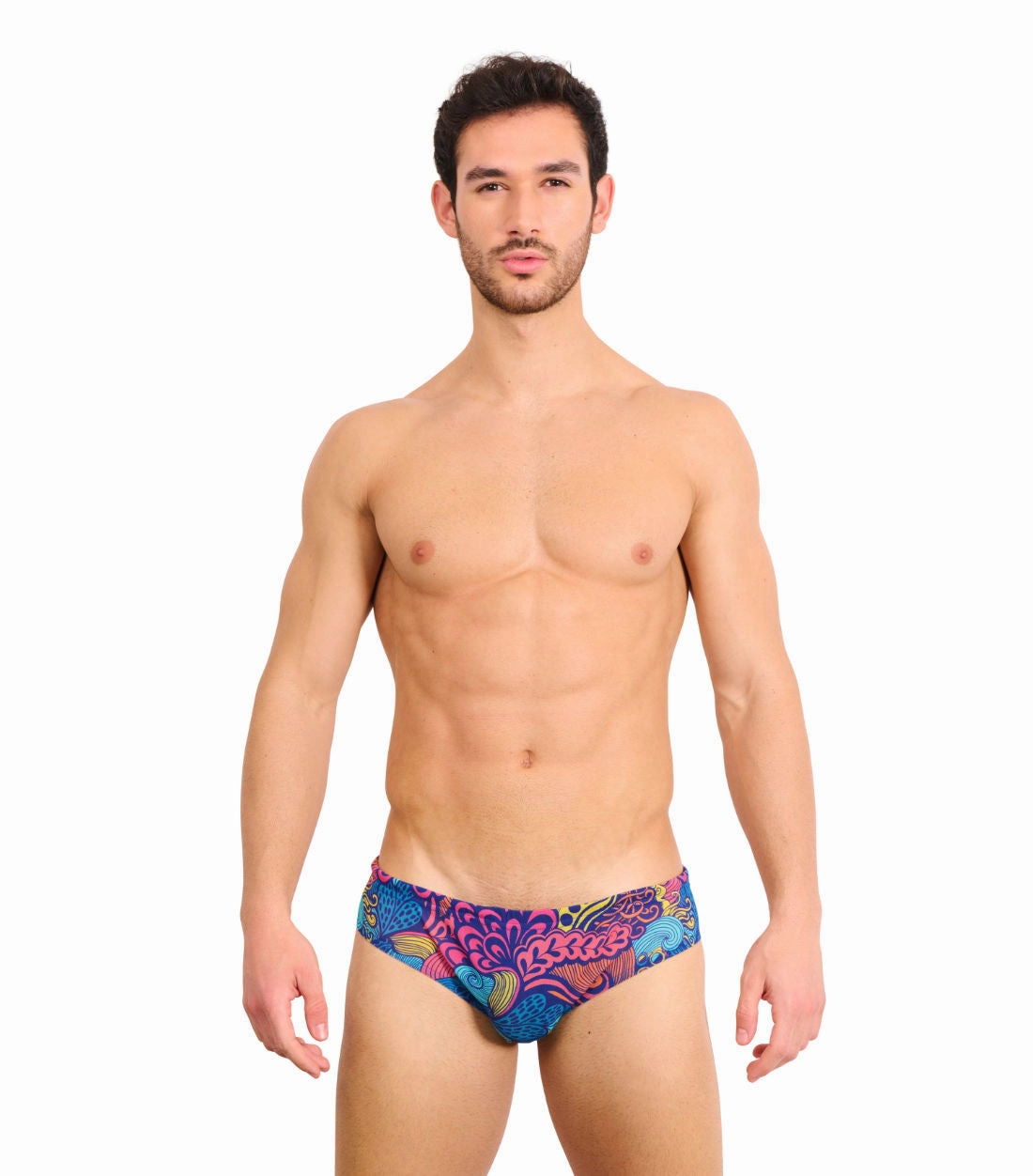 Floral Wave Tan Through Deep Waist Swim Brief