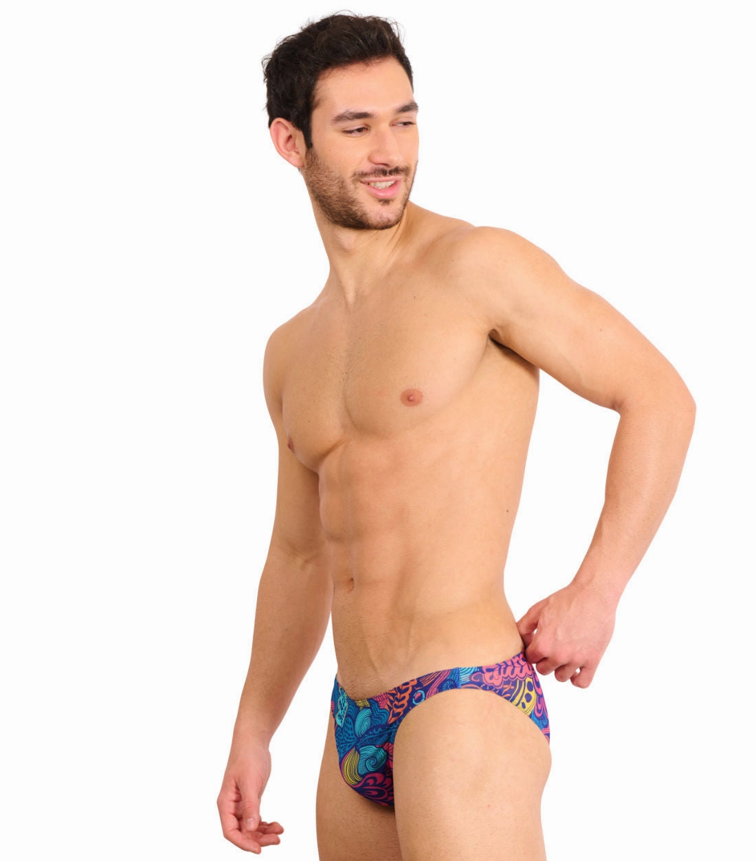 Floral Wave Tan Through Swim Micro Brief