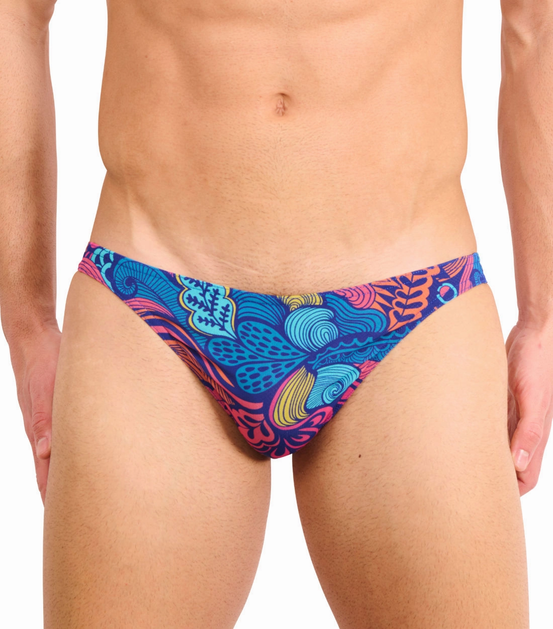 Floral Wave Tan Through Swim Micro Brief tan through swimwear men, mens breathable swimwear