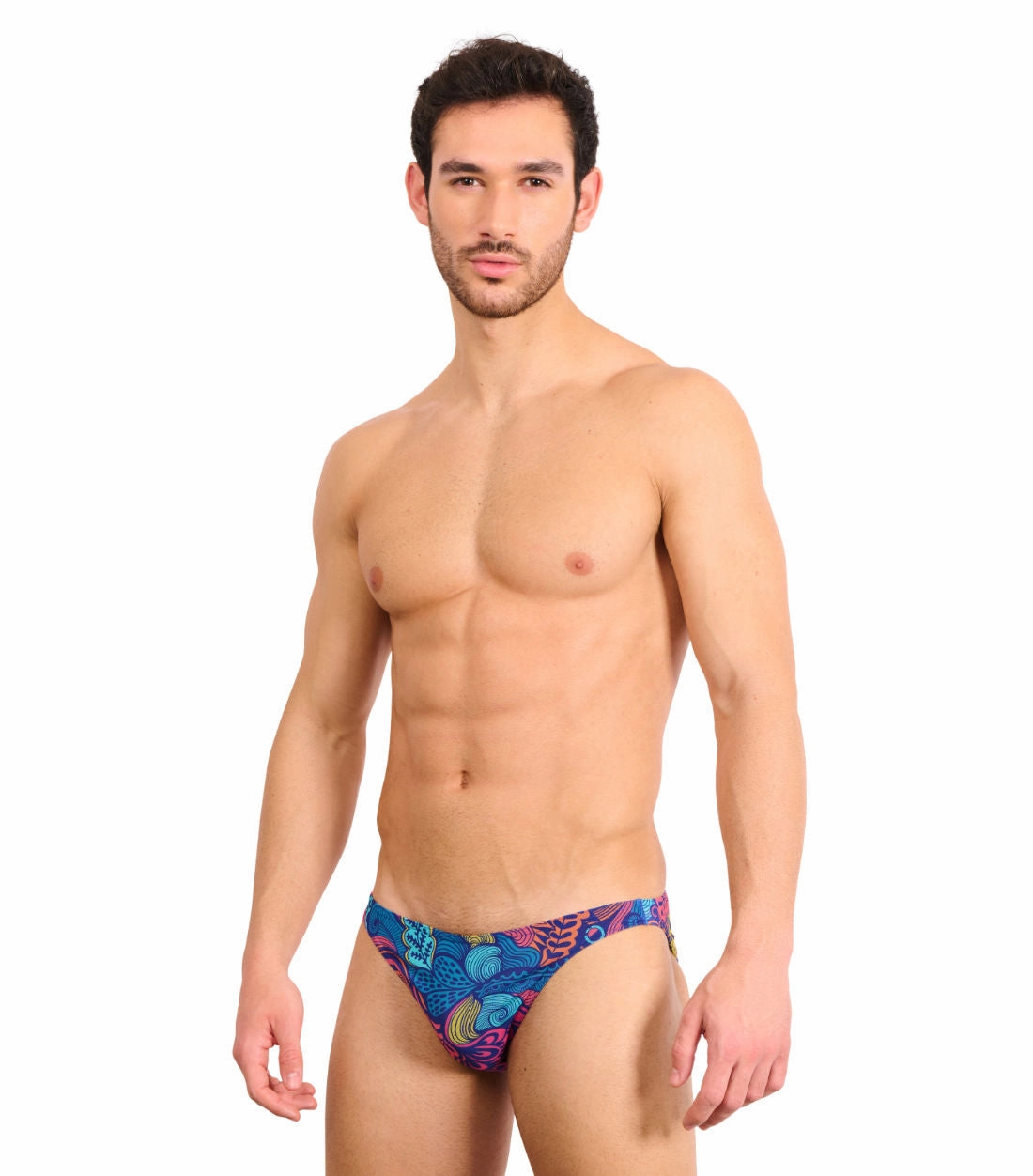 Floral Wave Tan Through Swim Micro Brief