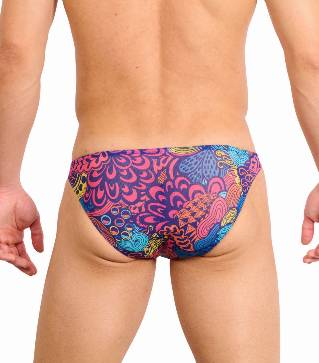 Floral Wave Tan Through Swim Micro Brief