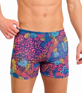 Floral Wave Tan Through Swim Shorts tan through swimwear men, mens breathable swimwear