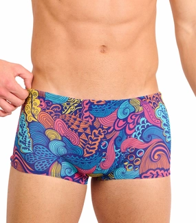 Floral Wave Tan Through Swim Trunks tan through swimwear men, mens breathable swimwear