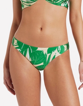 Floreale Hipster Bikini Pant - Green adjustable swim bottoms women, flattering bikini bottoms