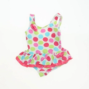 Florence Eiseman Girls White Polka Dot 1-piece Swimsuit cute swimsuits for teen girls, modest teen swimwear