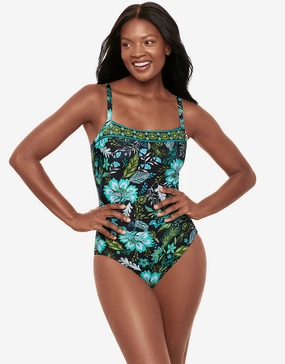 Florica Kara Swimsuit - Black Multi womens resort swimwear, flattering one-piece swimsuits