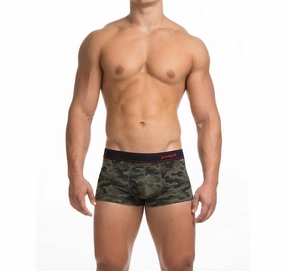 Force Of Nature Brazilian Trunk In Green Camo mens beach swimwear, quick dry mens swimsuits