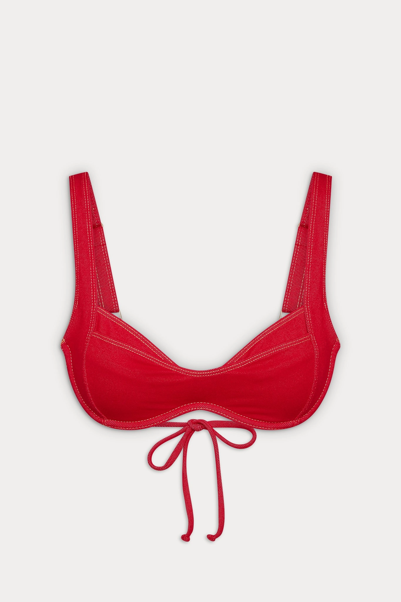 Franklin Underwire Denim Bikini Top - Red Denim