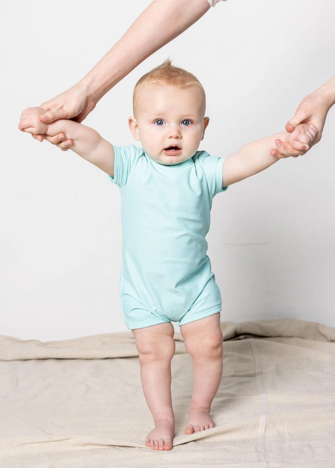 Fresh Mint | Baby Shorties Rashguard (Unisex) girls full coverage swimwear, kids swimwear for pool