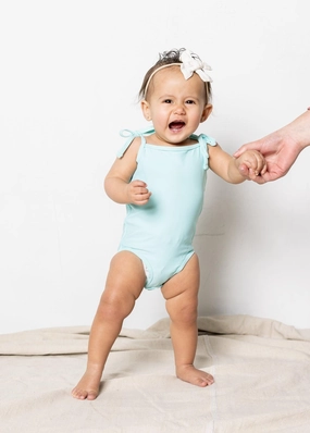 Fresh Mint | Baby Simply One-Piece girls full coverage swimwear, kids swimwear for pool