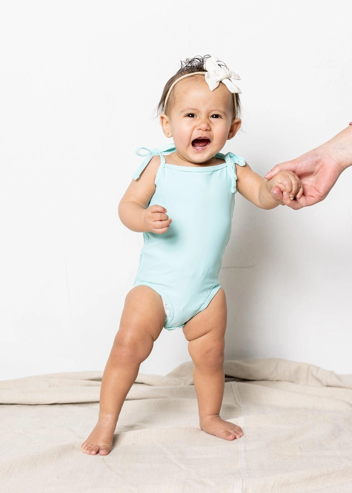 Fresh Mint | Baby Simply One-Piece girls full coverage swimwear, kids swimwear for pool