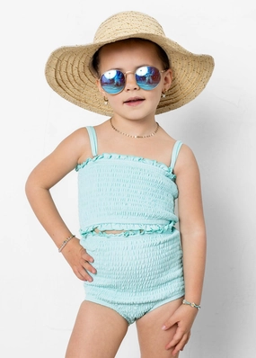 Fresh Mint | Mini Bandeau Top girls full coverage swimwear, kids swimwear for pool