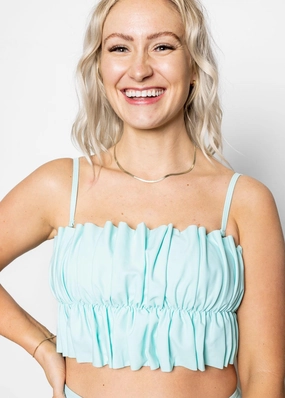 Fresh Mint | Oversized Ruffle Top tankini swim tops, adjustable bikini tops