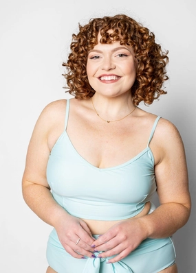 Fresh Mint | V'D Crop Top tankini swim tops, adjustable bikini tops