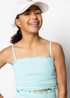 Fresh Mint | Youth Bandeau Top girls full coverage swimwear, kids swimwear for pool