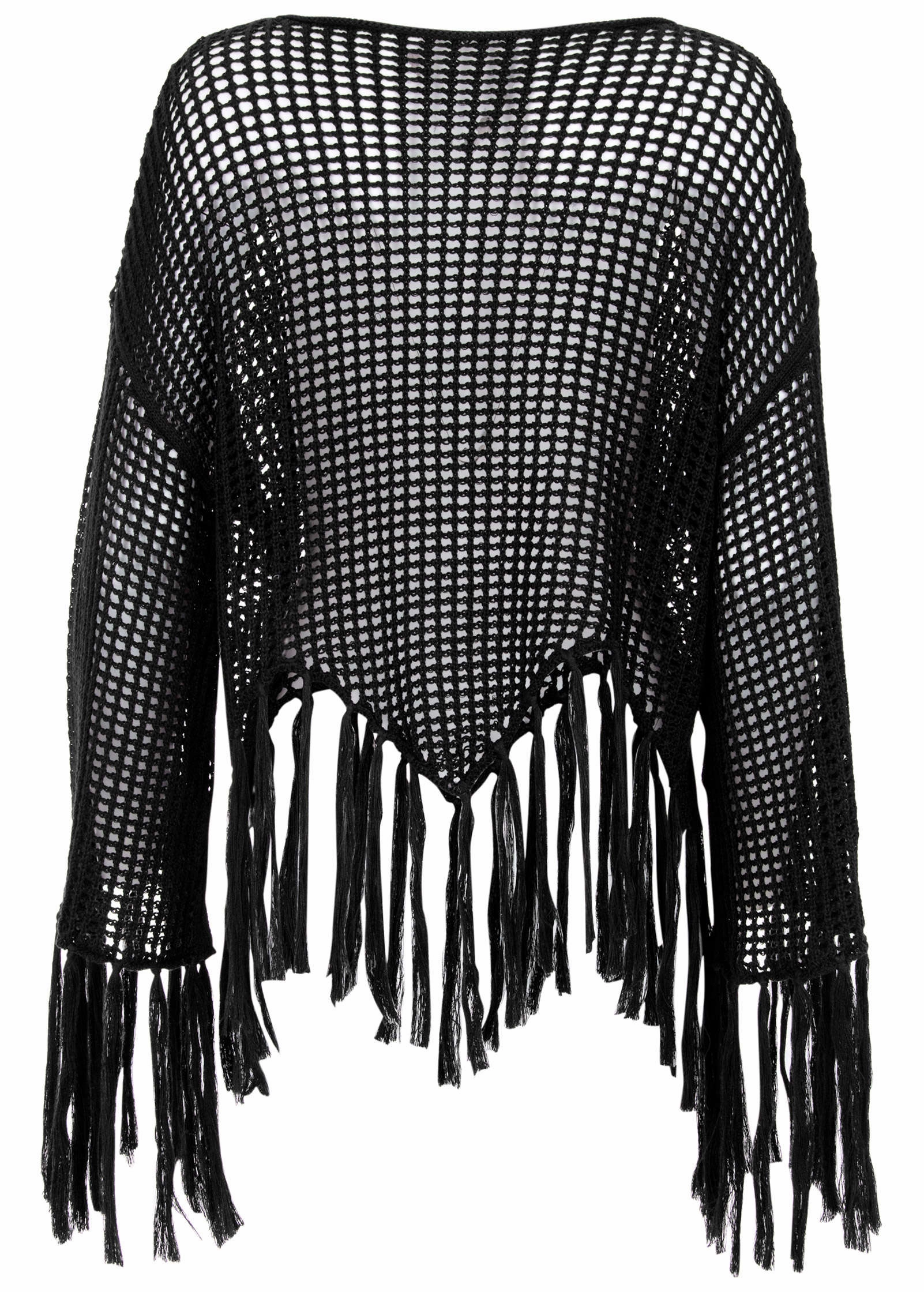 Fringe Crochet Cover-Up - Black Beauty