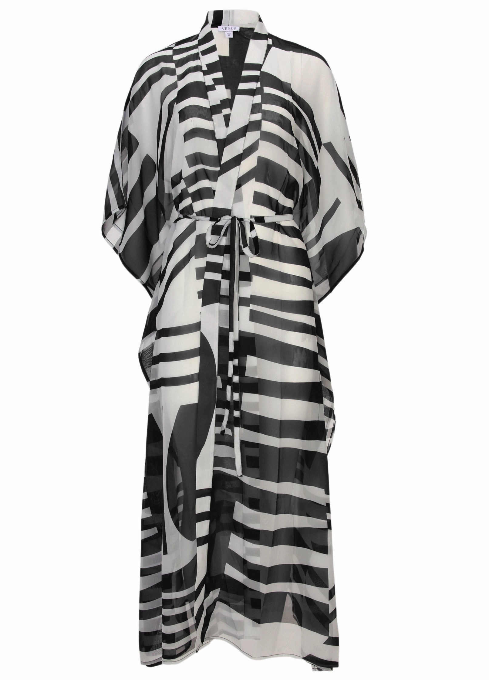 Front Tie Kimono Cover-Up - Modern Abstract