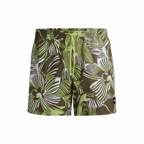 Fully lined swim shorts with seasonal print mens full coverage swimwear, stylish mens swim trunks
