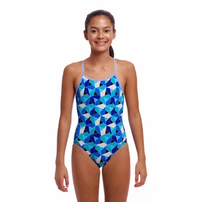 Funkita Tetra Tonic Girl's Diamond Back Swimsuit swim training suits women, performance one piece swimsuits