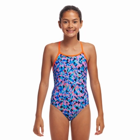 Funkita Warp Tour Diamond Back Girls Swimsuit swim training suits women, performance one piece swimsuits